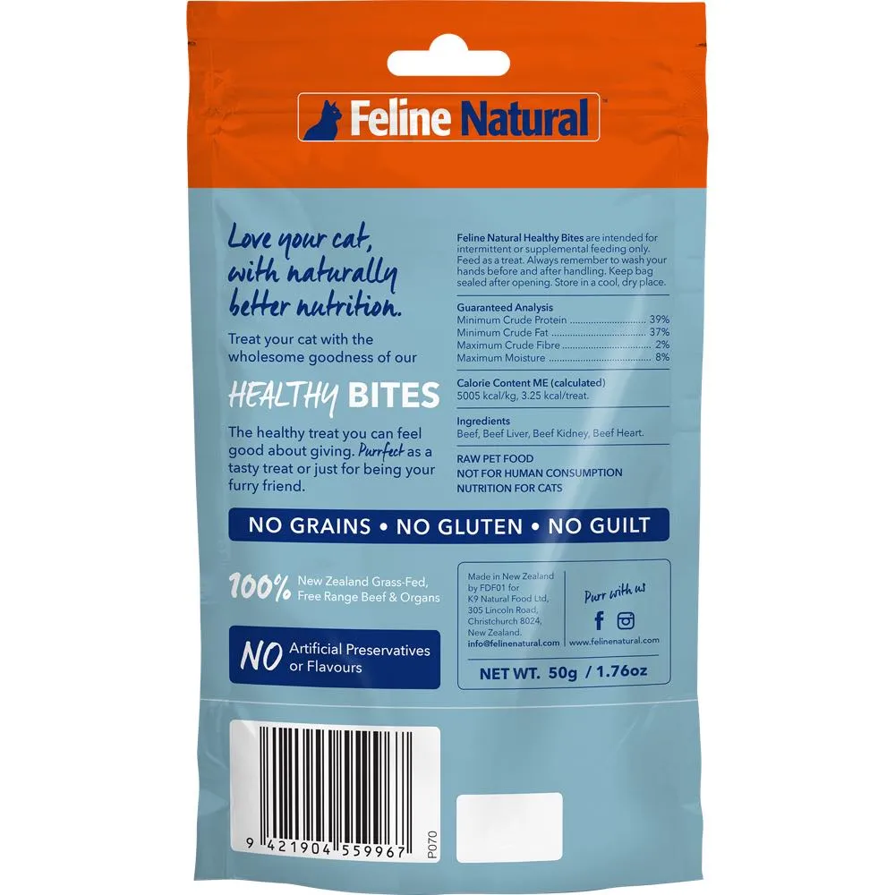 20% OFF: Feline Natural Healthy Bites Beef & Organs Freeze-Dried Cat Treats 50g