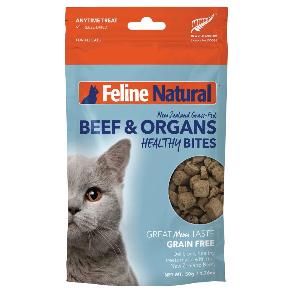 20% OFF: Feline Natural Healthy Bites Beef & Organs Freeze-Dried Cat Treats 50g