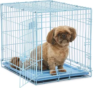24" Folding Metal Dog Crate for Small Dogs - iCrate Single Door Dog Crate  - 24L x 18W x 19H