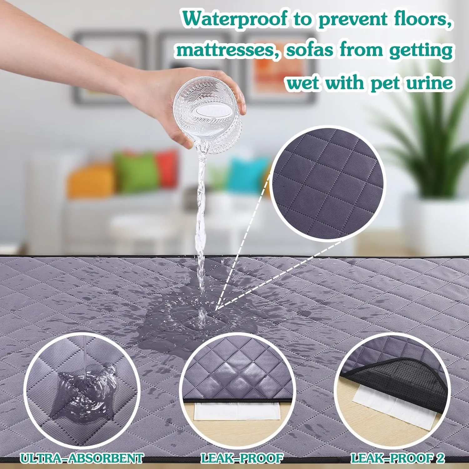 Aitmexcn Guinea Pig Cage Liners - Washable Guinea Pig Pee Pads, Waterproof Reusable & Anti Slip Guinea Pig Bedding Fast and Super Absorbent Pee Pad for Small Animals Rabbit Hamster Rat