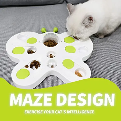 ALL FOR PAWS Interactive Cat Treat Puzzle Slow Feeder Kitten Enrichment Toys Cat Food Puzzle Maze Stimulation Toys Butterfly Shape Cat Toys for Indoor Cats