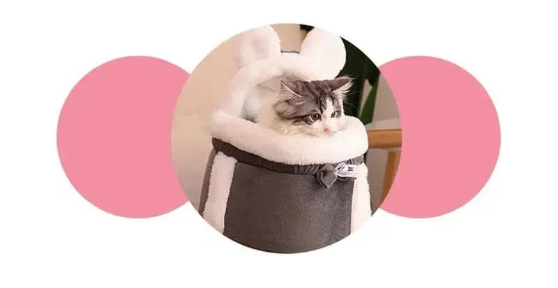 Anniepaw Pet Carrier Bag Small Cat Dogs Backpack Winter Warm Soft Plush Carry Pets Cage Walking Outdoor Travel Kitten Hanging Chest Bag