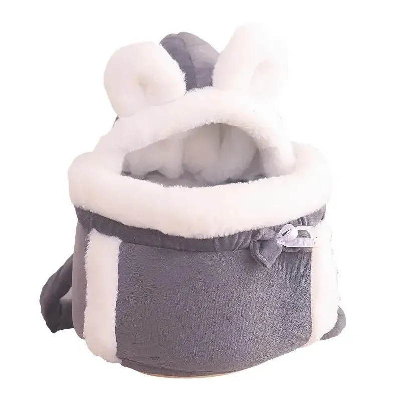 Anniepaw Pet Carrier Bag Small Cat Dogs Backpack Winter Warm Soft Plush Carry Pets Cage Walking Outdoor Travel Kitten Hanging Chest Bag