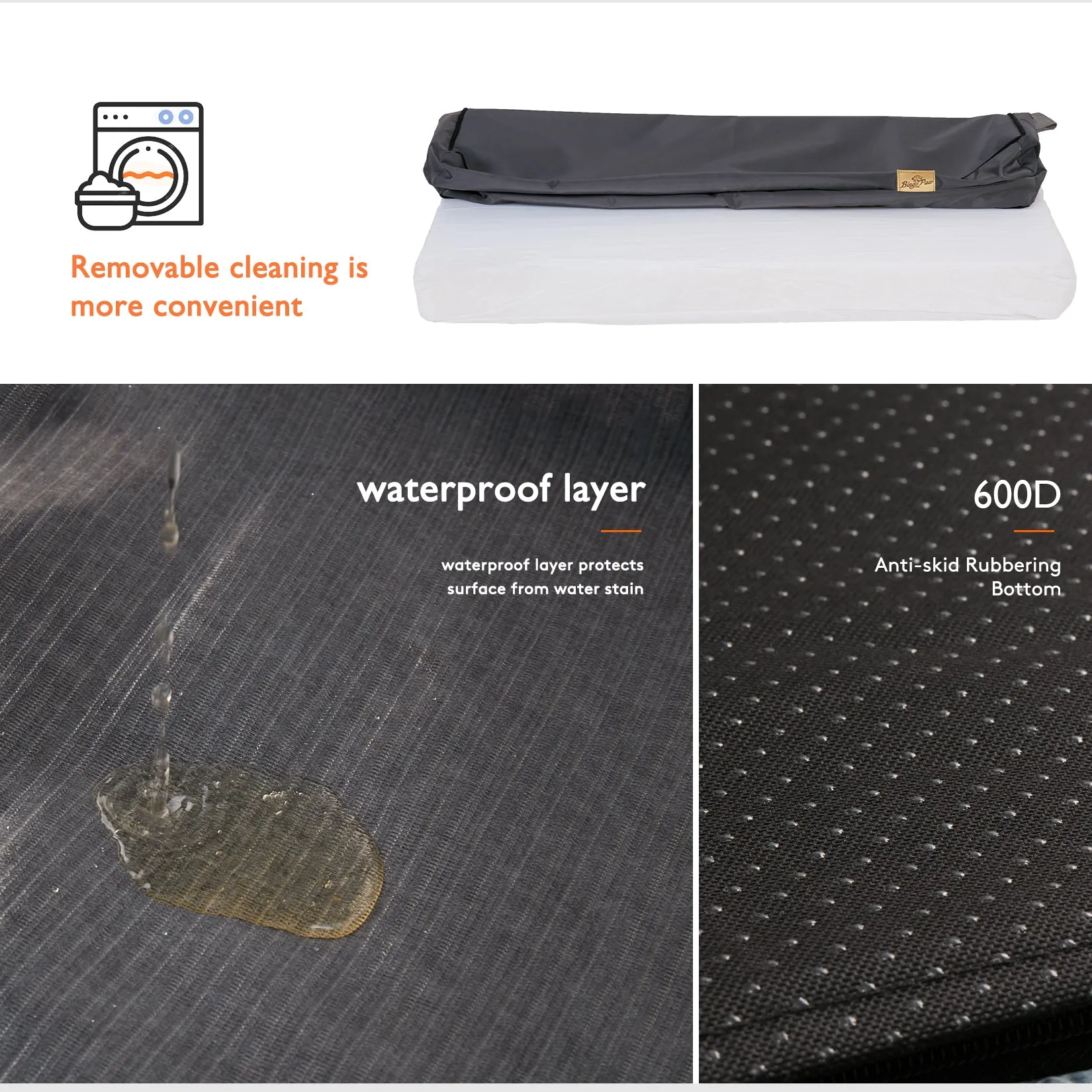 BingoPaw Extra Large Dog Bed Orthopedic Sponge with Washable Cover