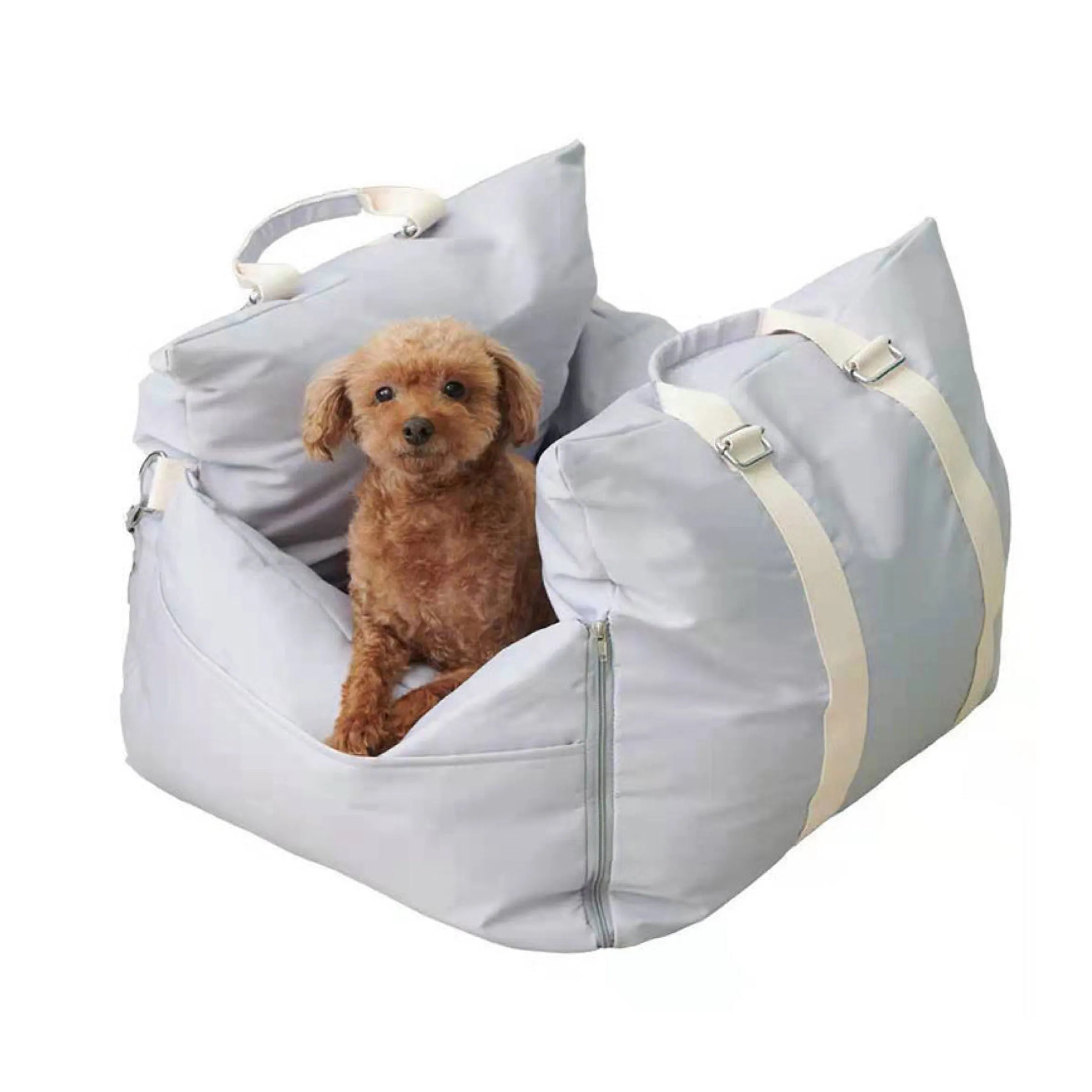 Bubble Puff Pet Voyage Outbound Travel Portable Car Pets Chunky Nest in Pink, Light Gray, White Beige, Beige  20” x 20” x 17”
