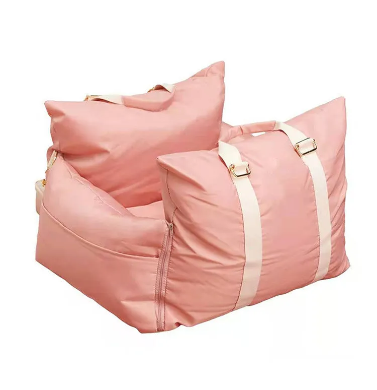 Bubble Puff Pet Voyage Outbound Travel Portable Car Pets Chunky Nest in Pink, Light Gray, White Beige, Beige  20” x 20” x 17”