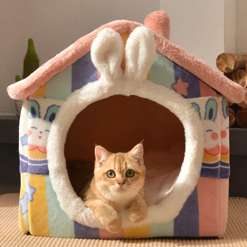 Cartoon Rabbit Ears Warm Enclosed Cat Nest Cat House