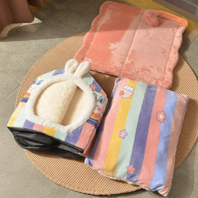 Cartoon Rabbit Ears Warm Enclosed Cat Nest Cat House