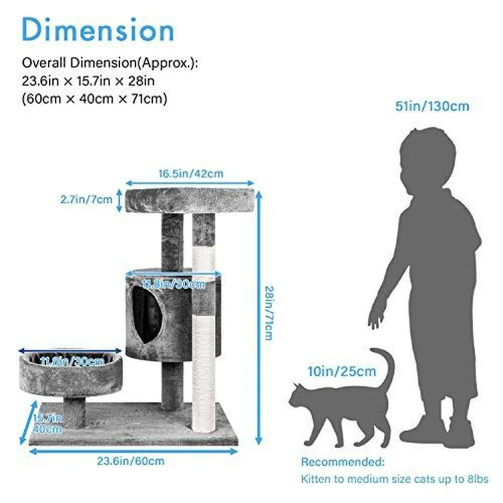 Cat Tree with Platform and Scratching Posts Cat Tower for Indoor Cats