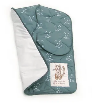 Changing Pad - Cat Print- Dusty Blue
