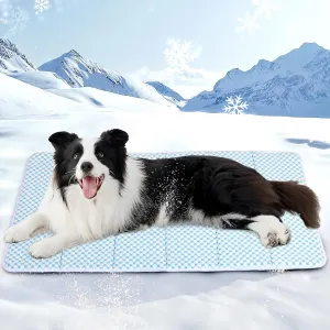 Chicute Dog Cooling Mat for Large Dogs - 35x23 Orthopedic Memory Foam Pet Pad for Summer, QMAX>0.5, Washable Premium Comfort Crate Pad for Your Furry Companion, Blue