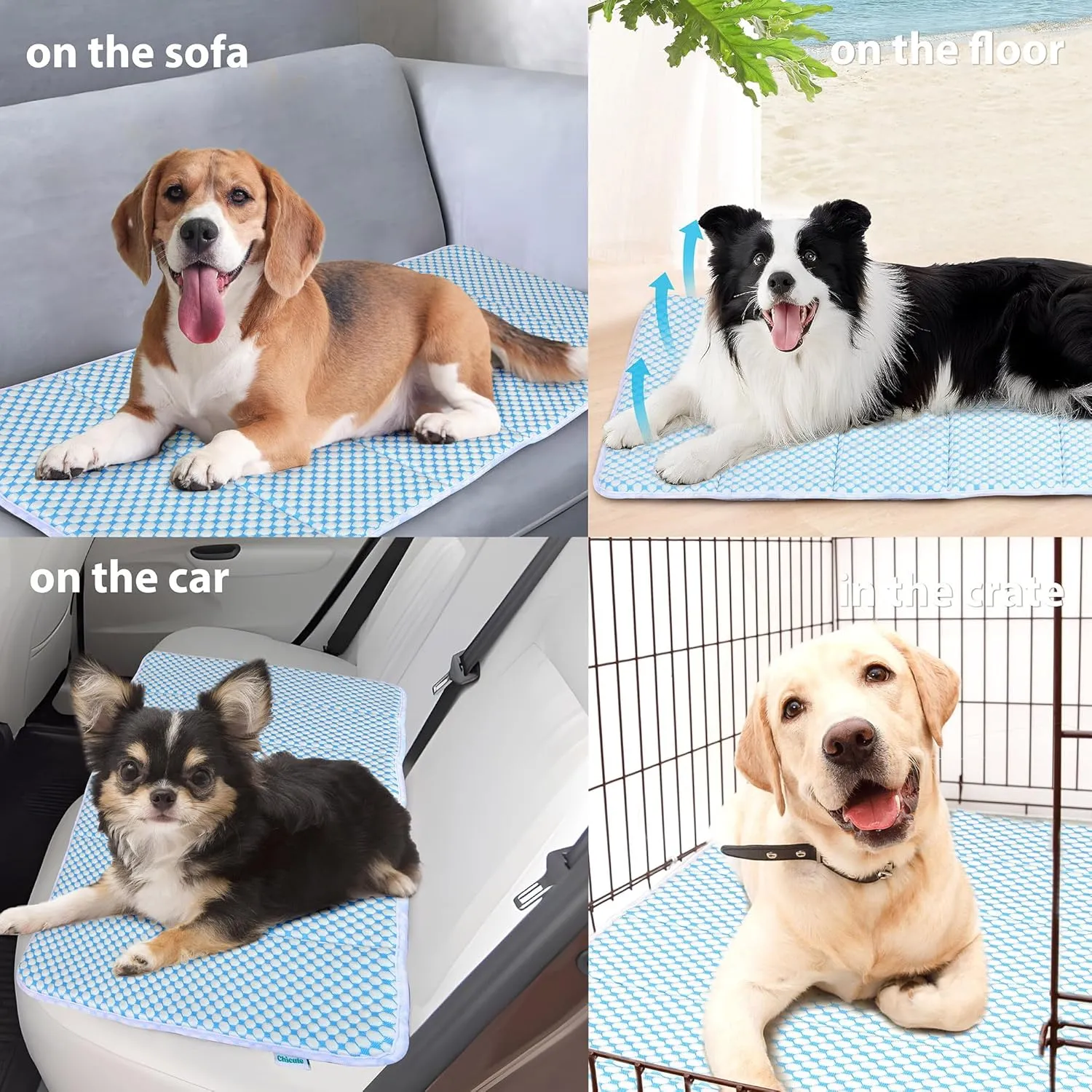 Chicute Dog Cooling Mat for Large Dogs - 35x23 Orthopedic Memory Foam Pet Pad for Summer, QMAX>0.5, Washable Premium Comfort Crate Pad for Your Furry Companion, Blue