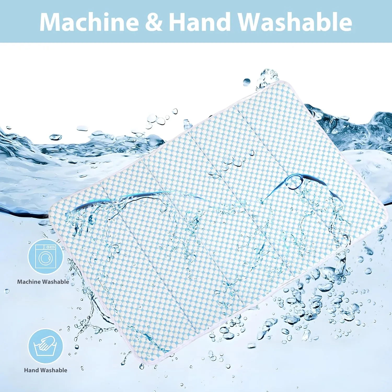Chicute Dog Cooling Mat for Large Dogs - 35x23 Orthopedic Memory Foam Pet Pad for Summer, QMAX>0.5, Washable Premium Comfort Crate Pad for Your Furry Companion, Blue