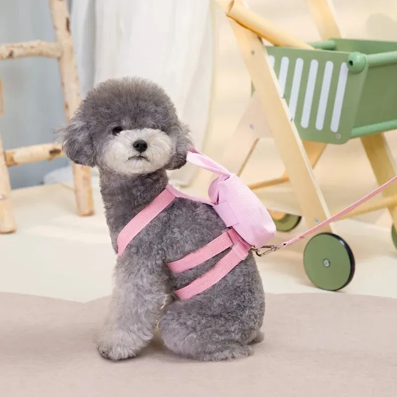 Cute Bear Pet Dog Backpack | Outdoor Supplies Puppy Collar | Small Dog Harness Bag | Puppy Harness Dog Accessories