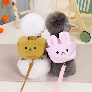 Cute Bear Pet Dog Backpack | Outdoor Supplies Puppy Collar | Small Dog Harness Bag | Puppy Harness Dog Accessories