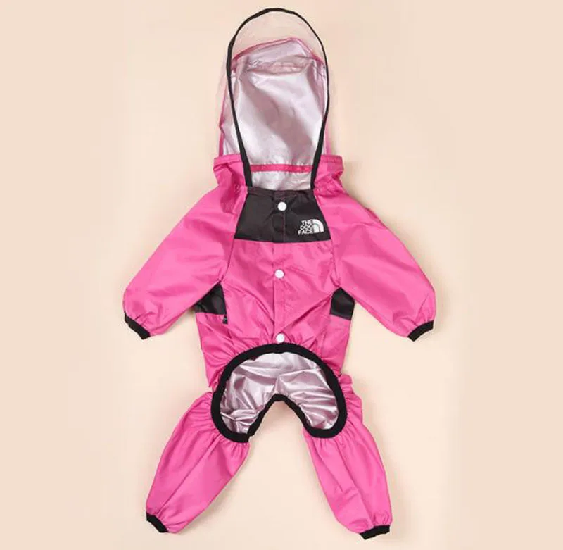 Dog four-legged transparent PU waterproof clothes pet all-inclusive hooded raincoat