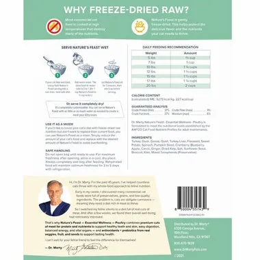 Dr. Marty Nature's Feast Essential Wellness Poultry Recipe, Freeze-Dried Raw Cat Food