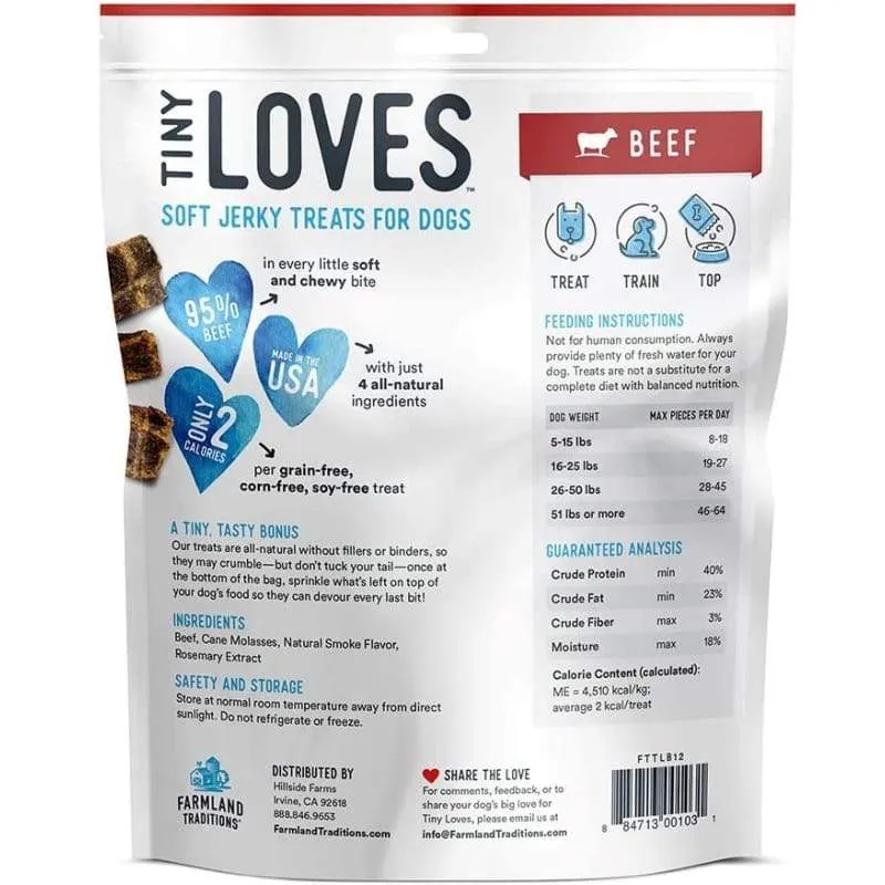 Farmland Traditions Tiny Loves Beef Soft Jerky Dog Treats 5oz (Exp 20 Apr 2022)