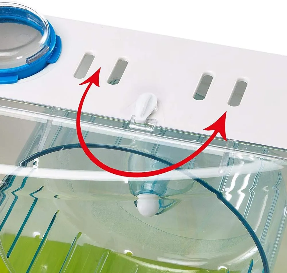 Ferplast Olimpia Hamster Cage - Multi-Level Customizable Habitat with Tunnel System - Interactive Transparent Design, Exercise Wheel & Accessories - Tubes Connect&Play, 46x29.5xh54 cm