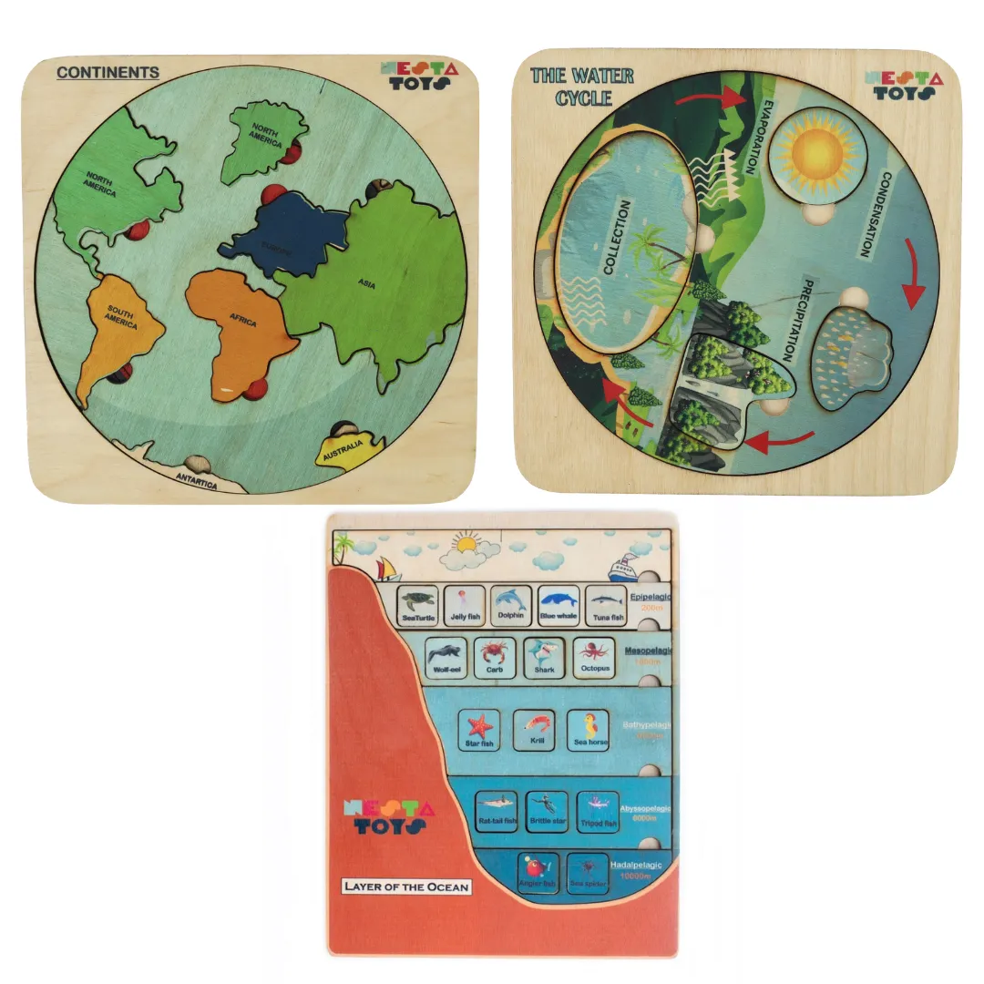 Geography Lover Combo - Earth Core, Water Cycle & Ocean Layer Puzzle