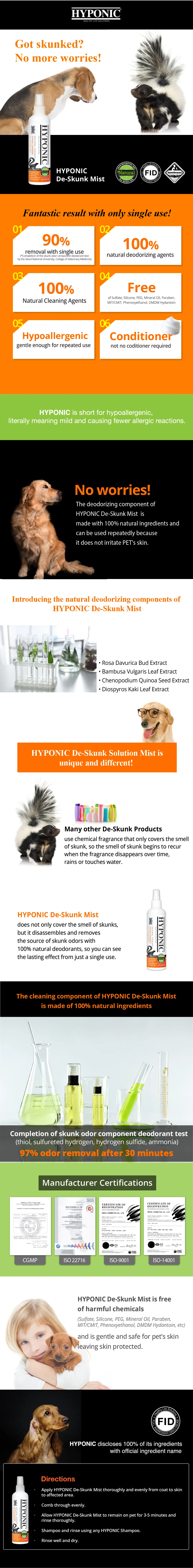 Hyponic De-Skunk Mist for (all pets) 8.01oz (237ml)