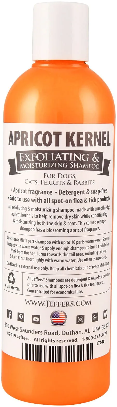 Jeffers Apricot Kernel Exfoliating & Moisturizing Pet Shampoo