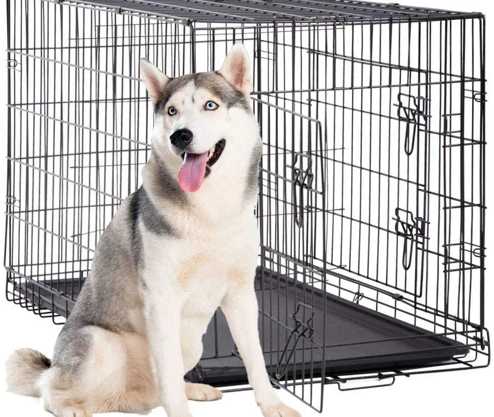 Large 2 Door Folding Pet Kennel/Dog Crate 36x23x24" - Portable for Travel - New