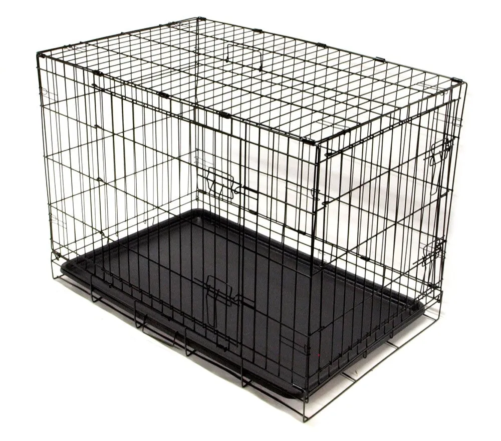 Large 2 Door Folding Pet Kennel/Dog Crate 36x23x24" - Portable for Travel - New