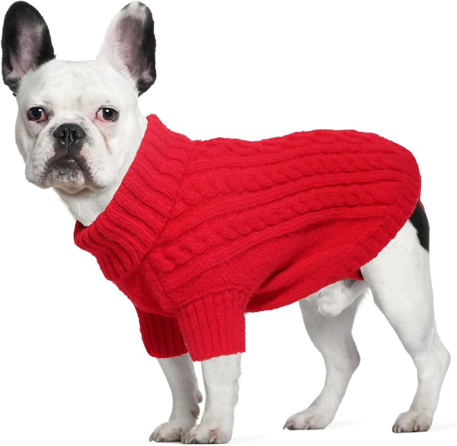 LiebeDD's Big Dog Sweater - Soft, Knitted Turtleneck for Large Dogs, Cozy for Dachshund, French Bulldog, Pug (Bright Red L)