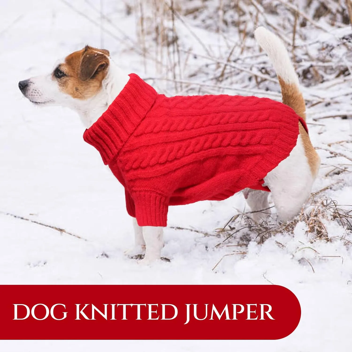 LiebeDD's Big Dog Sweater - Soft, Knitted Turtleneck for Large Dogs, Cozy for Dachshund, French Bulldog, Pug (Bright Red L)