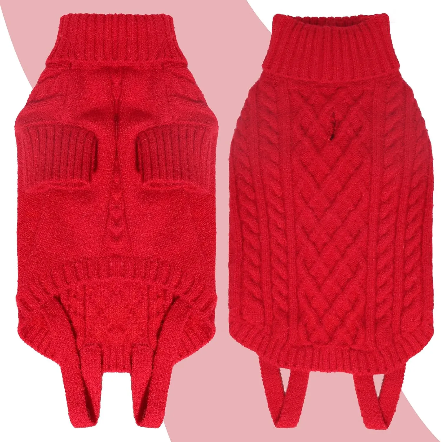 LiebeDD's Big Dog Sweater - Soft, Knitted Turtleneck for Large Dogs, Cozy for Dachshund, French Bulldog, Pug (Bright Red L)