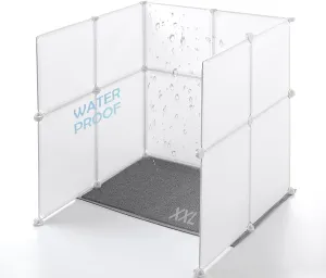 MEEXPAWS Cat Litter Box Enclosure Splash Guard XXL 27.9L  27.9W x 31.5H inch, Light Weight Plastic Sheets with Cat Litter Mat Easy Clean (White)