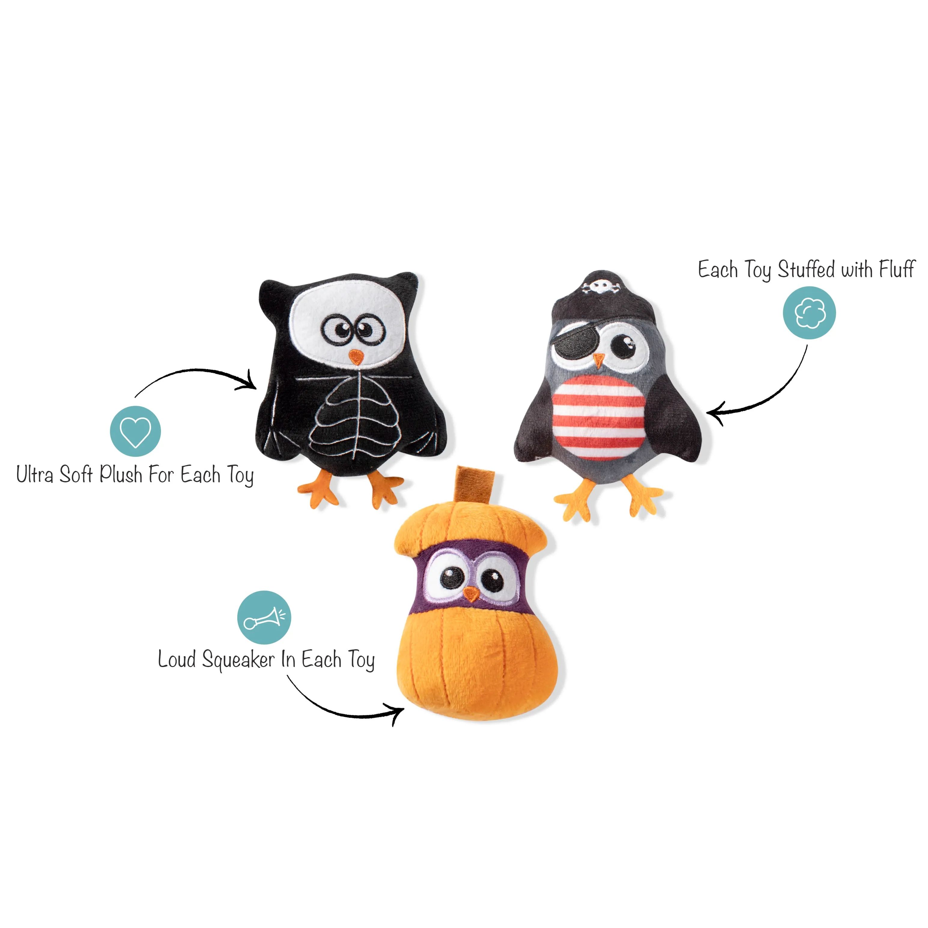 Mini Owl-O-Ween, Dog Squeaky Plush toy