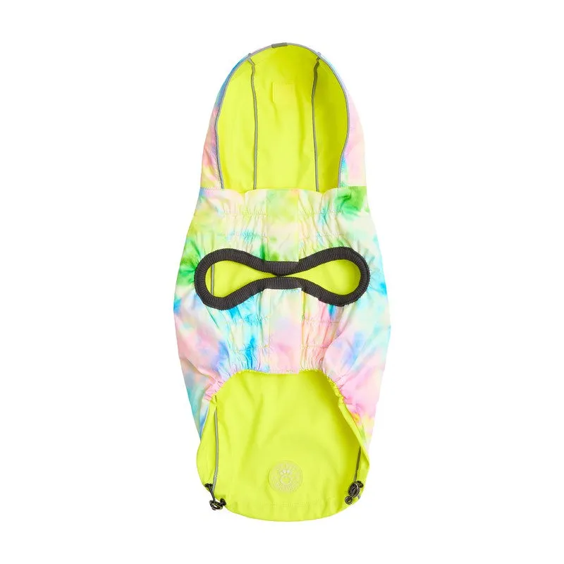 Neon Yellow & Tie-Dye Reversible Waterproof Dog Raincoat
