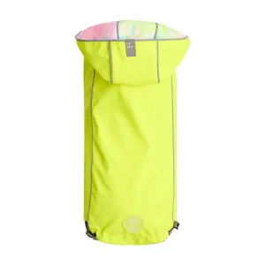 Neon Yellow & Tie-Dye Reversible Waterproof Dog Raincoat