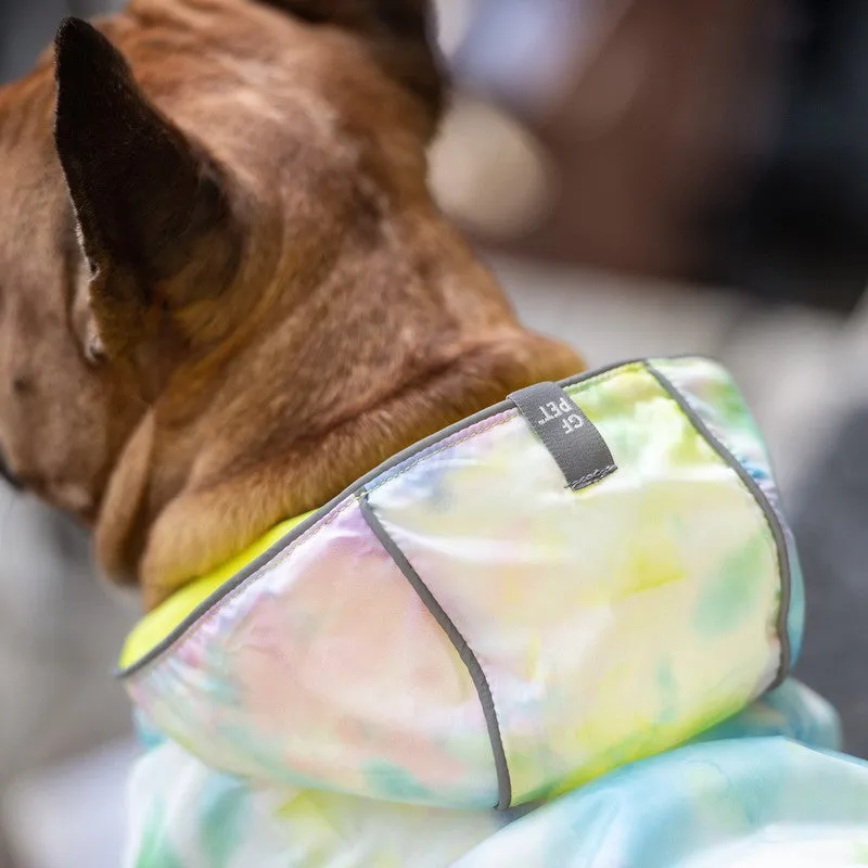 Neon Yellow & Tie-Dye Reversible Waterproof Dog Raincoat