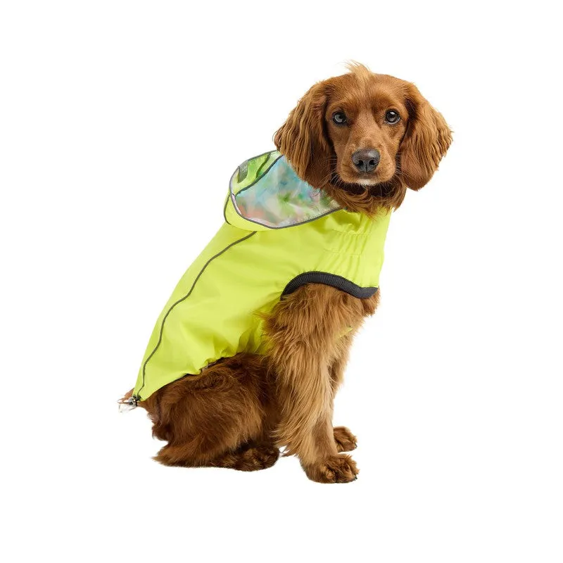 Neon Yellow & Tie-Dye Reversible Waterproof Dog Raincoat