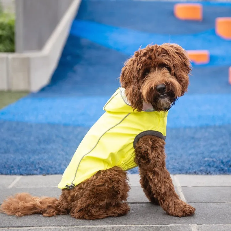 Neon Yellow & Tie-Dye Reversible Waterproof Dog Raincoat