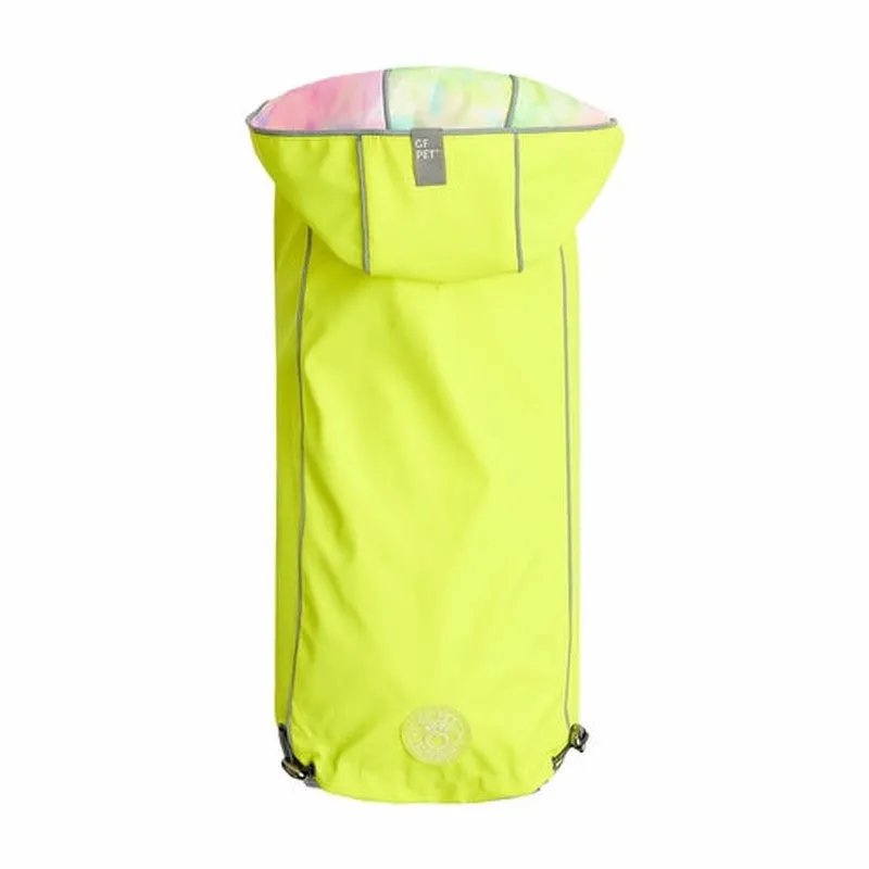 Neon Yellow & Tie-Dye Reversible Waterproof Dog Raincoat