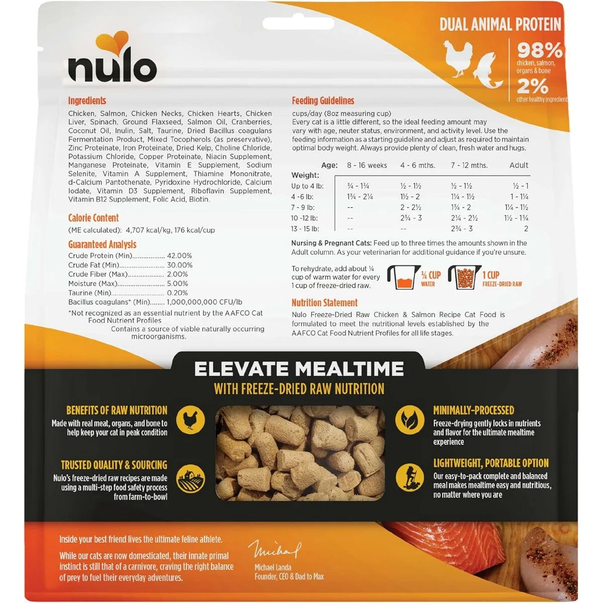 Nulo Freeze-Dried Raw Grain Free Chicken & Salmon Cat Food 5.5oz
