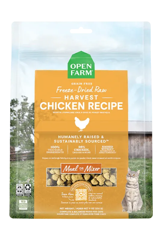 Open Farm Harvest Chicken Recipe, Freeze-Dried Raw Cat Food