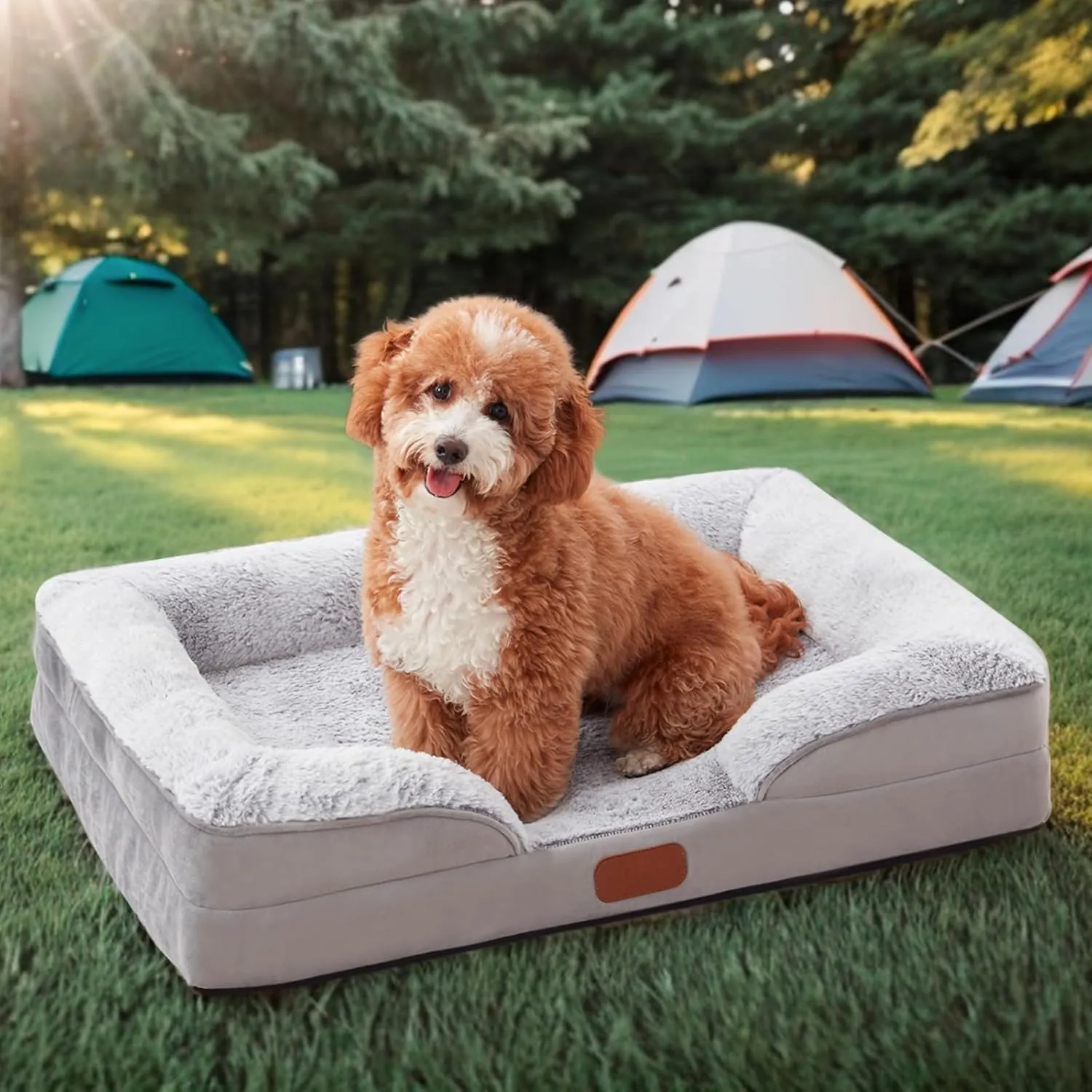 Orthopedic Dog Bed for Small Dogs Waterproof Memory Foam Puppy Pet Bed with Sides Nonskid Bottom Dog Couch Beds with Washable Removable Cover Light Grey