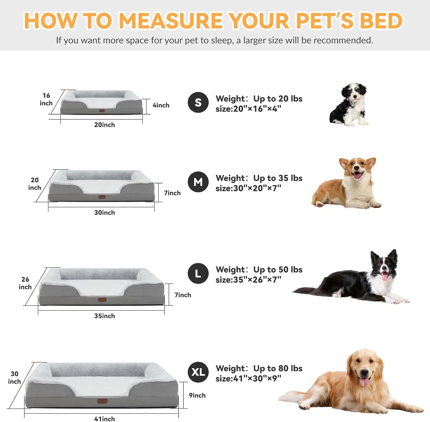 Orthopedic Dog Bed for Small Dogs Waterproof Memory Foam Puppy Pet Bed with Sides Nonskid Bottom Dog Couch Beds with Washable Removable Cover Light Grey