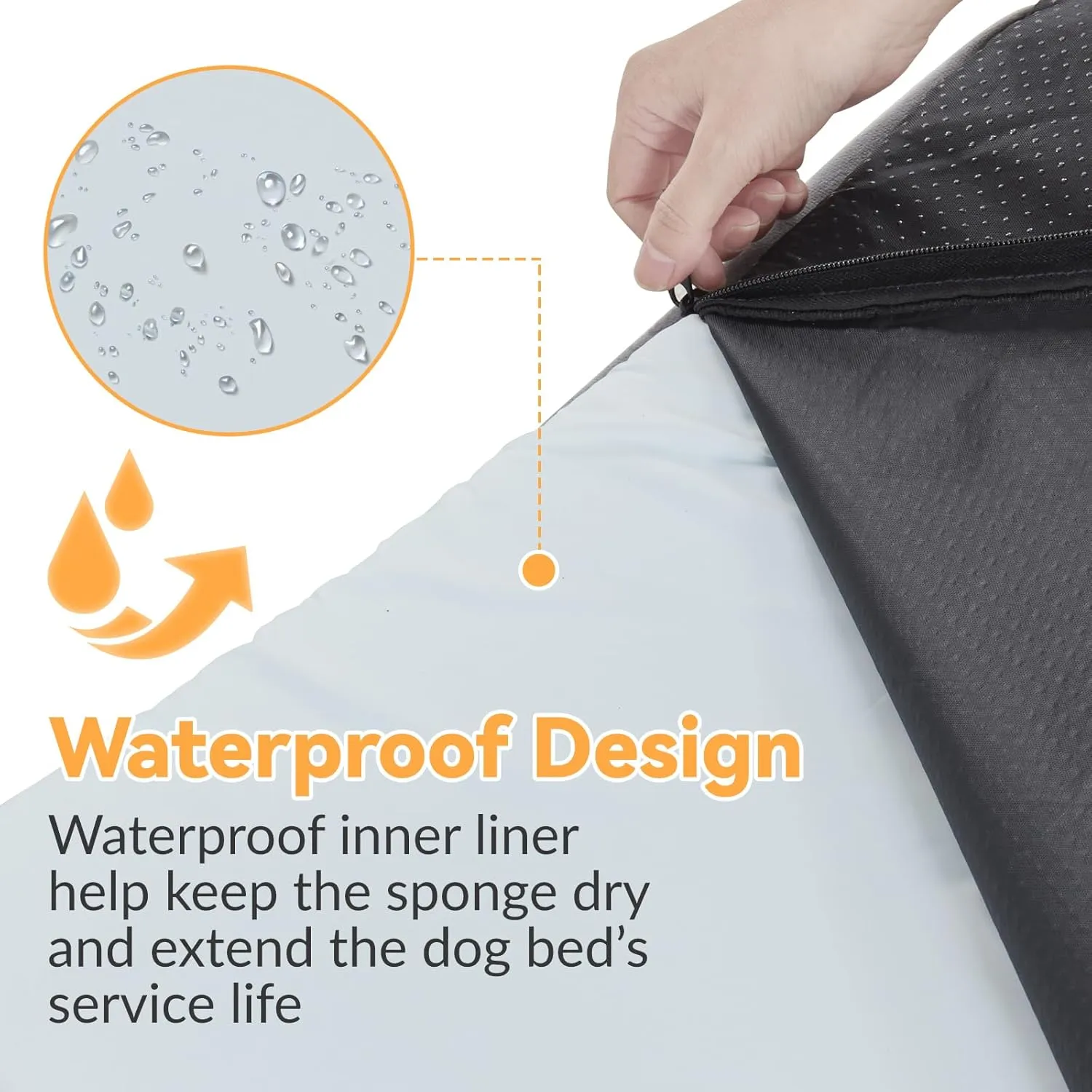 Orthopedic Dog Bed for Small Dogs Waterproof Memory Foam Puppy Pet Bed with Sides Nonskid Bottom Dog Couch Beds with Washable Removable Cover Light Grey