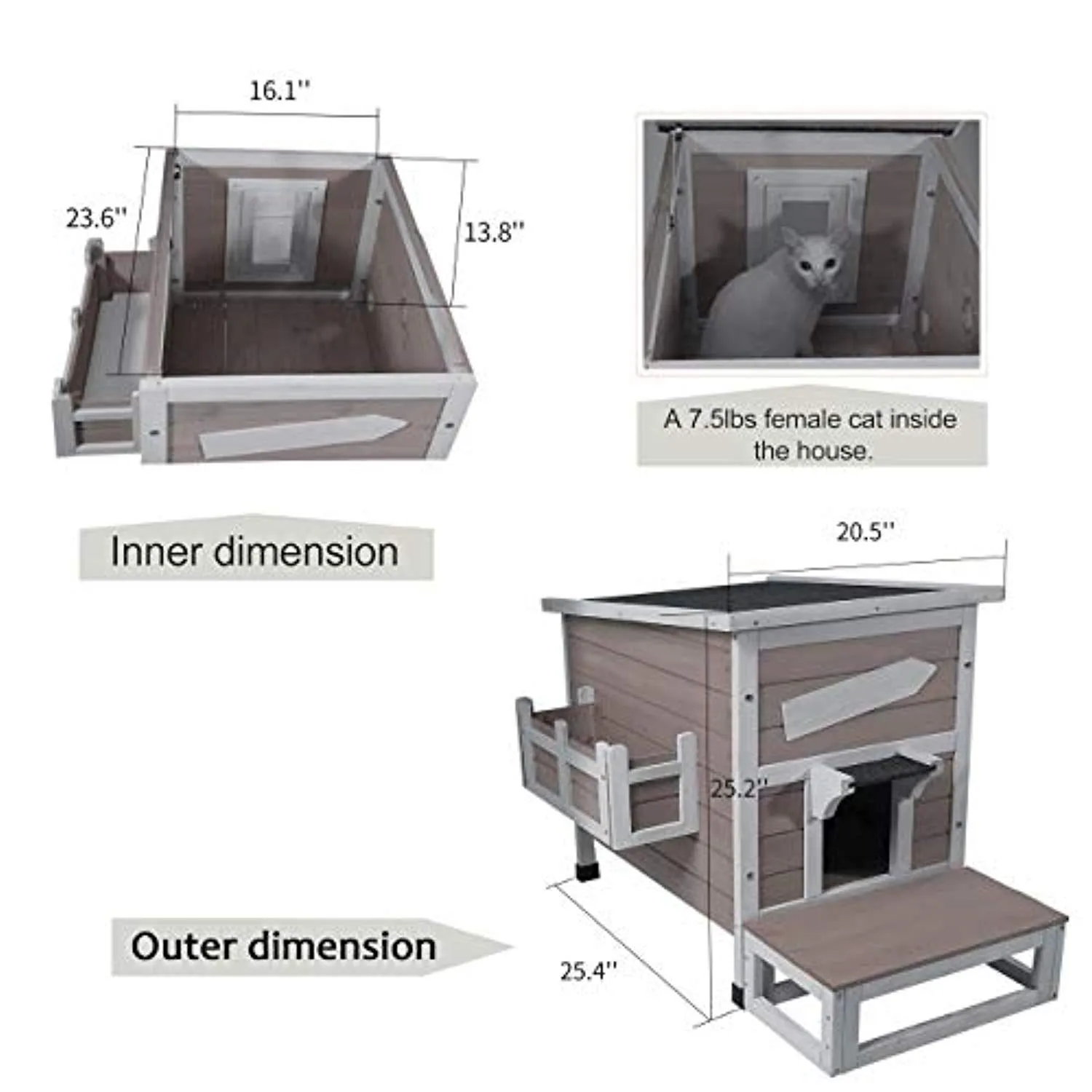 Outdoor Cat Shelter with Escape Door Rainproof Outside Kitty House