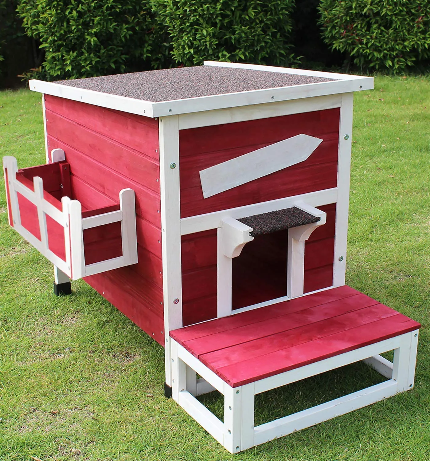 Outdoor Cat Shelter with Escape Door Rainproof Outside Kitty House