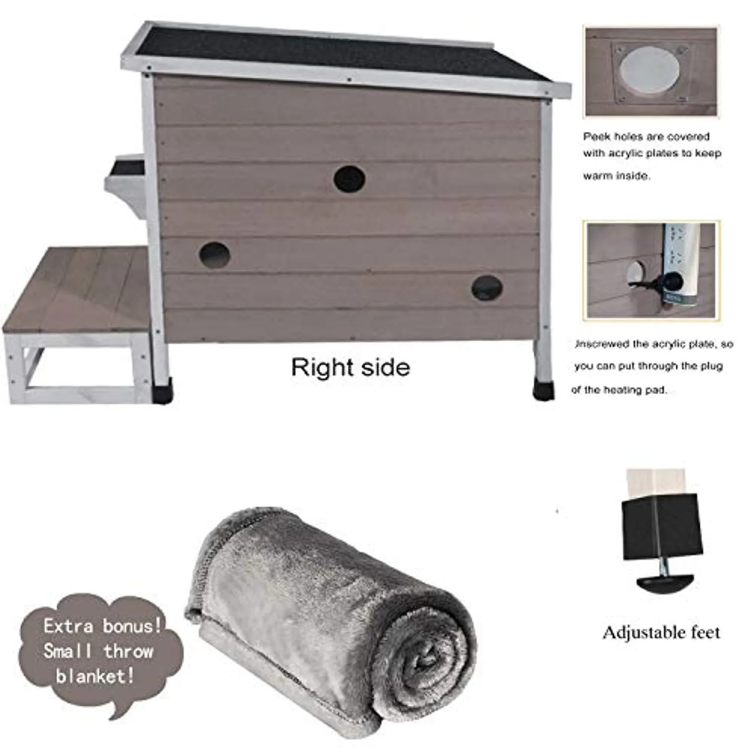 Outdoor Cat Shelter with Escape Door Rainproof Outside Kitty House