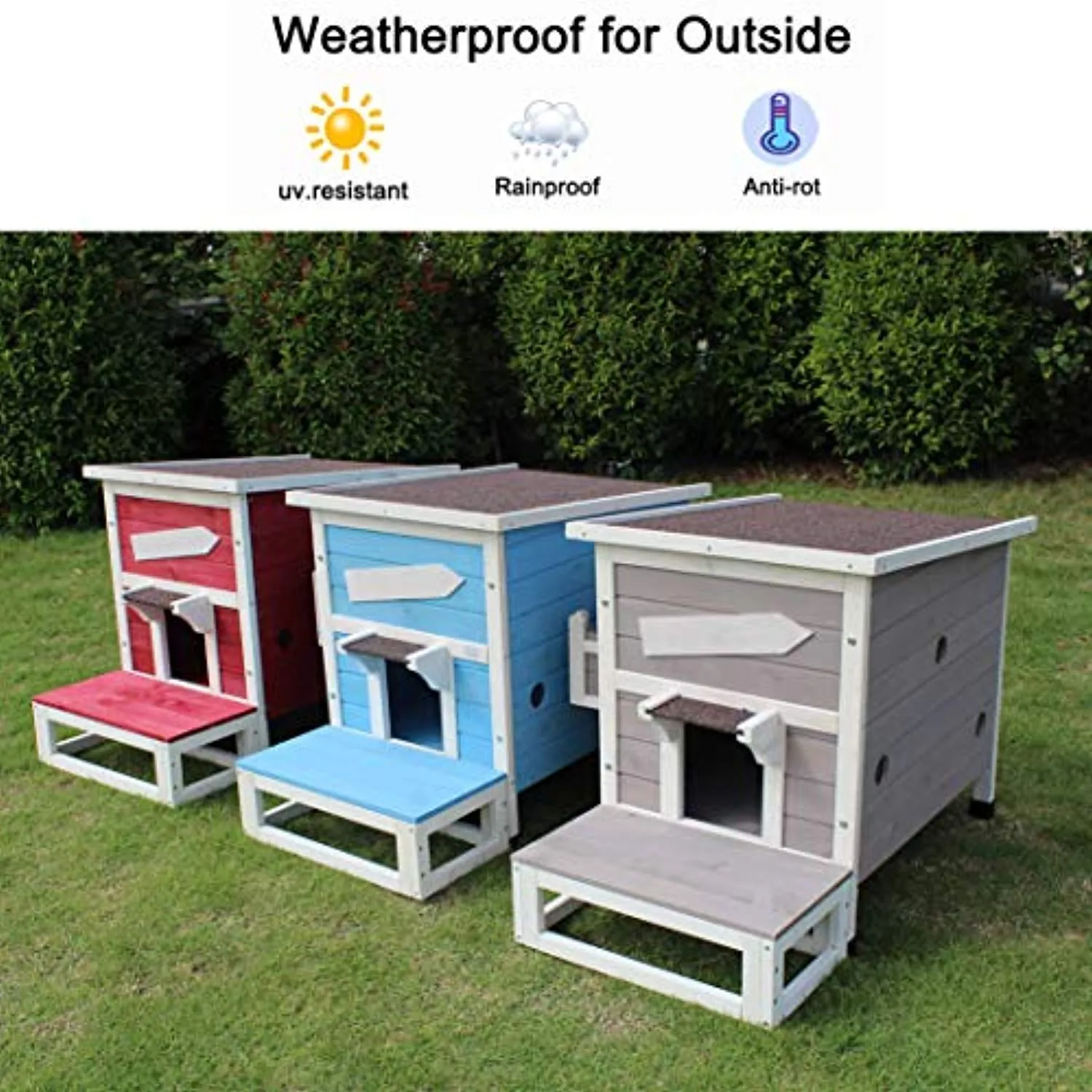 Outdoor Cat Shelter with Escape Door Rainproof Outside Kitty House