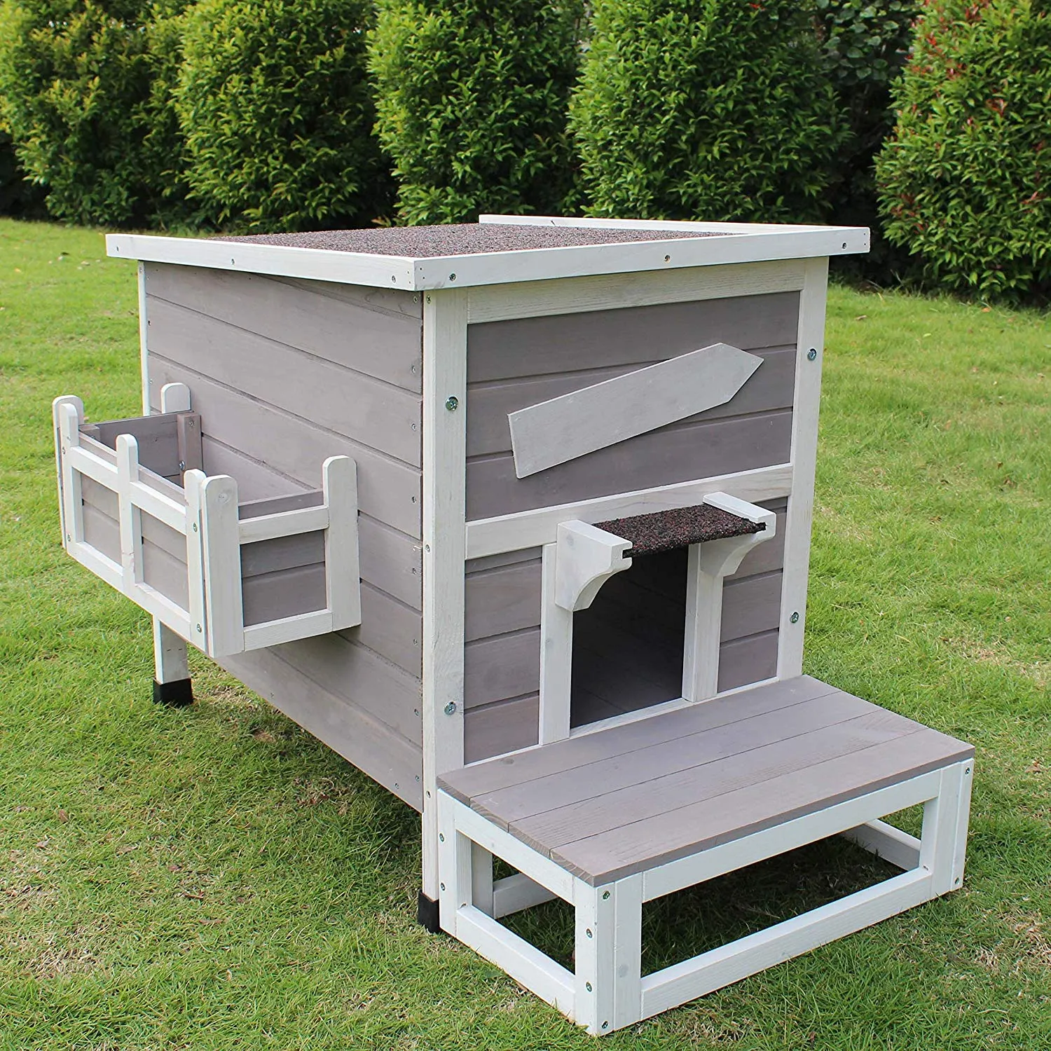 Outdoor Cat Shelter with Escape Door Rainproof Outside Kitty House