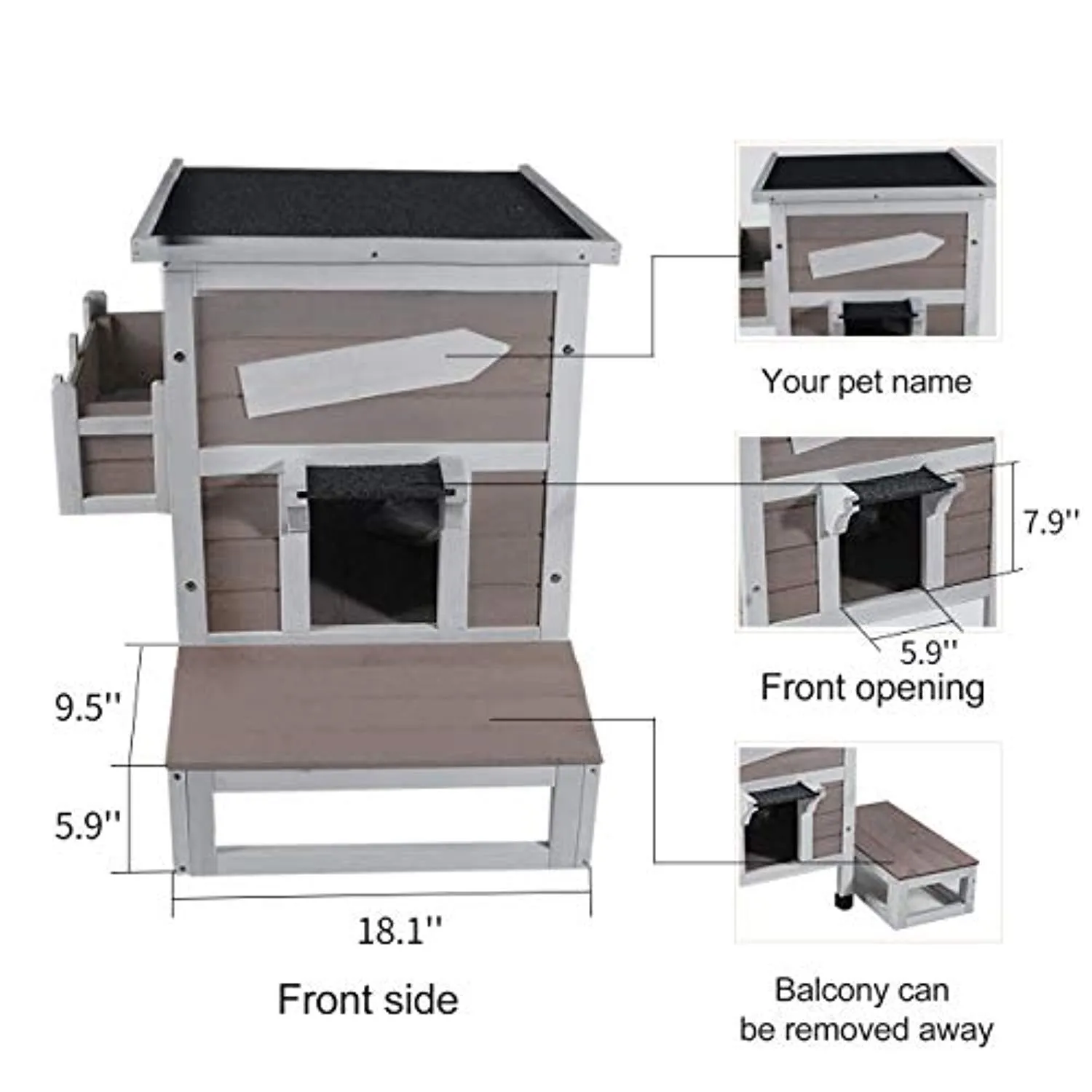 Outdoor Cat Shelter with Escape Door Rainproof Outside Kitty House